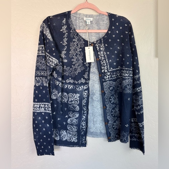 Sundance Blue Clarette Bandana Print Cardigan Large - Picture 1 of 6